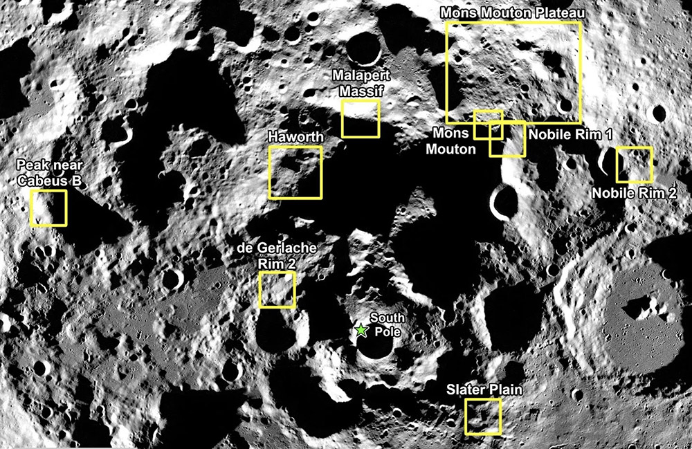 आर्टेमिस- ३ मिशनको लागि चन्द्रमामा नौ सम्भावित अवतरण क्षेत्रहरू पहिचान